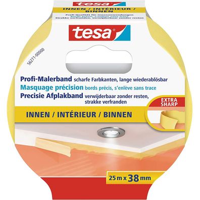 Tesa Profi Malerband für Innen extra dünnes Abdeckband 25m x 38mm