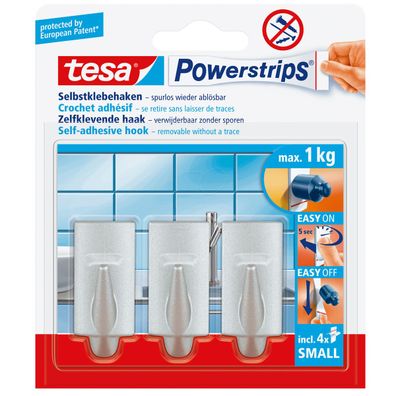 tesa Powerstrips Selbstklebehaken Small Trend matt chrom eckig