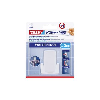 tesa Powerstrips Waterproof Selbstklebender Rasierhalter weiß