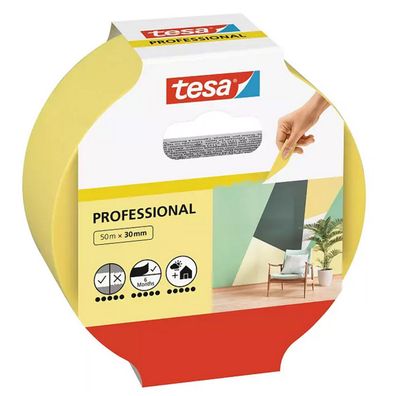 tesa Malerband Professional zum Abkleben von Oberflächen 50m x 30mm