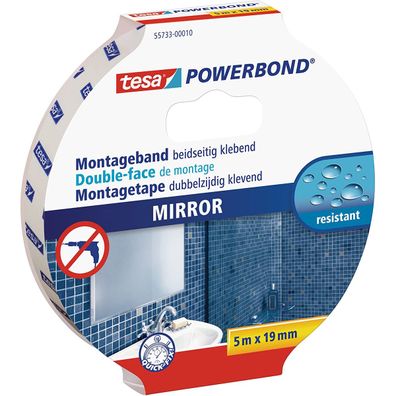 Tesa Powerbond Mirror Montageband beidseitig klebend Bad und Dusche