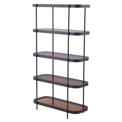 Selsey Disavill - Standregal mit 5 Glasböden, Schwarz / Braun, 160 cm