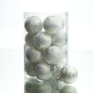 Christbaum-Mini-Kugeln Weiß Eislack Ø 3,5 cm aus Glas - 16er Set