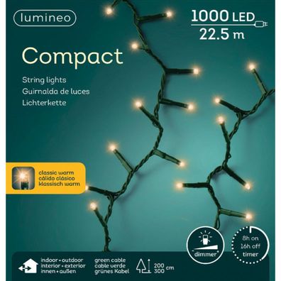 Lumineo LED Lichterkette Compact 2.250 cm 1.000 Lichter klassisch weiß