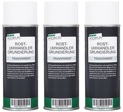 3xKOKA Rostumwandler Grundierung transparent Rostsanierer Rostentferner je 400ml