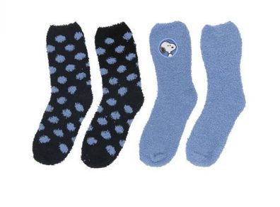 Snoopy Kuschelsocken 2-er Pack blau/schwarz warme Socken 100 % Polyester