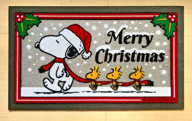 Peanuts Fussabstreifer Snoopy Woodstock Merry Christmas Türmatte 68x40cm De Luxe