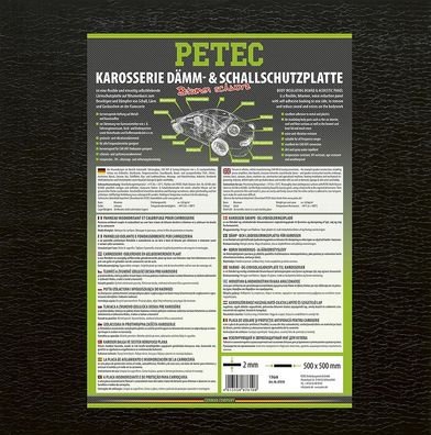 Petec Karosserie Dämm & Schallschutzplatte schwarz 500 x 500 x 2 mm