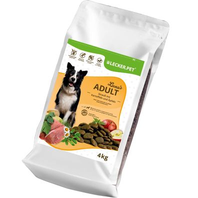 4 - 12 kg Lecker. Pet® Luna's Adult Strauß mit Kartoffel & Apfel Hundefutter Trocke