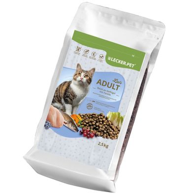 2,5 - 10 kg Lecker. Pet® Leo's Adult Geflügel & Forelle Katzen Trockenfutter Vollna