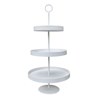 Etagere LENJA weiß aus Metall modernes Design 3-stöckige Metalletagere