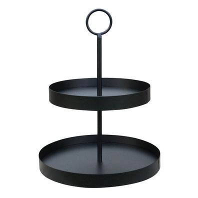 Etagere LENJA schwarz aus Metall modernes Design 2-stöckige Metalletagere