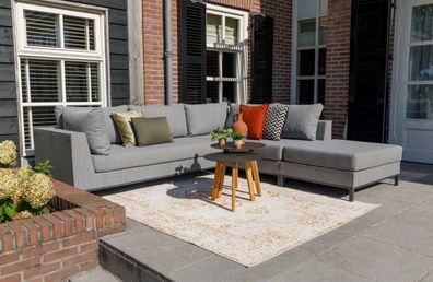 Gartenecksofa Sicilie mit Kissen Rechts, Hellgrau