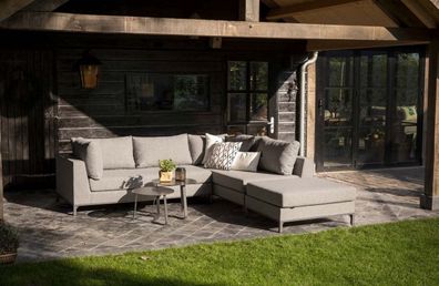 Gartenecksofa Sicilie mit Kissen Rechts, Taupe