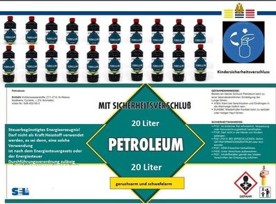 Petroleum 20 Liter Geruchsarm Schwefelarm Indoor Outdoor Petroleumofen -EU