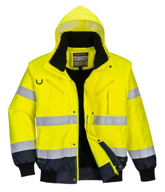 Portwest® C465 Warnschutz 3-in-1 Kontrast Pilotjacke Wasserdicht EN ISO 20471