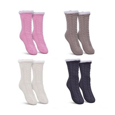 Hüttensocken Zopfmuster Haussocken Antirutsch Stoppersocken Kuschelsocken Plüsch