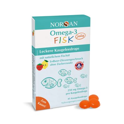 Norsan Omega-3 KIDS FISK Jelly Drops 45 Stück