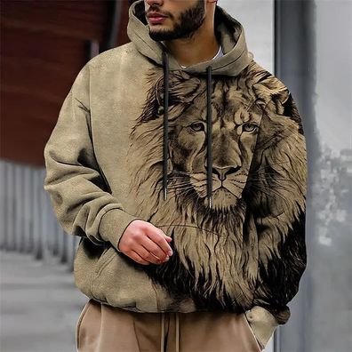 Löwe Wolf neue Hoodies Männer 3d Tier druck Herbst Mode Straße Langarm Kleidung für M