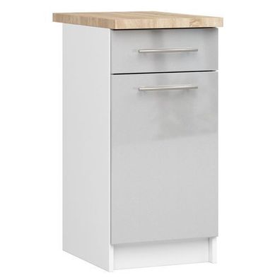 Küchenschrank AKORD OLIWIA modular S40 Weiß 40 cm Front Metallisch Glanz 40x85x46 cm