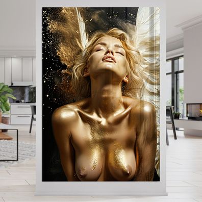 Goldene Nackte Erotische Frau, Wandbild Acrylglas, Leinwand, Poster - Kunst