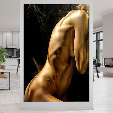 Goldene Nackte Erotische Frau, Wandbild Acrylglas, Poster, Leinwand - Kunst