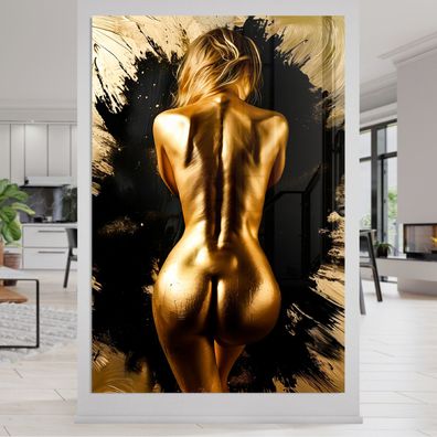 Wandbild, Goldene Nackte Erotische Frau, Acrylglas, Poster, Leinwand - Kunst