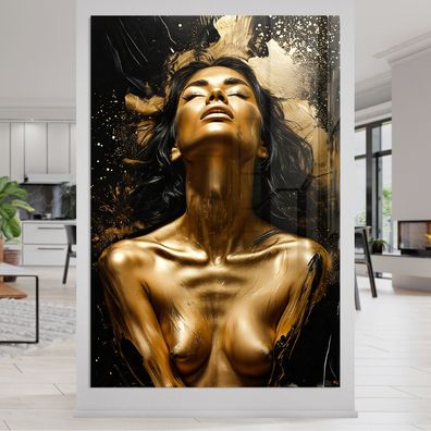 Nackte Erotische Frau, Acrylglas, Poster, Leinwand - Kunst Goldene Wandbild