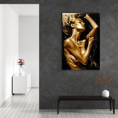 Wandbild, Goldene Kunst, Nackte Erotische Frau, Acrylglas, Poster, Leinwand