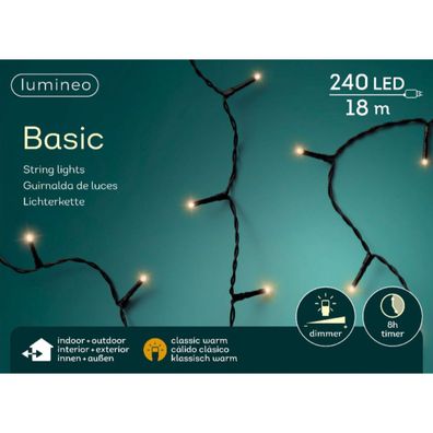 Lumineo LED Lichterkette Basic 1.800 cm 240 Lichter klassisch warm