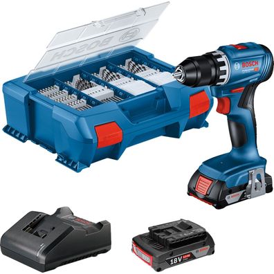 Bosch Akku-Bohrschrauber GSR 18V-45 2x 2,0 Ah Akku + Ladegerät in L-Case Pi