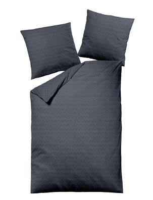 Dormisette Fein Flanell Bettwäsche 135x200 Zickzack blau marine uni 1034-52