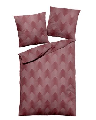 Dormisette Fein Flanell Bettwäsche 135x200 Jacquard Zickzack rot uni 1660-20