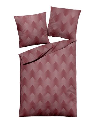 Dormisette Fein Flanell Bettwäsche 155x220 Zickzack rot uni Melange 1660-20