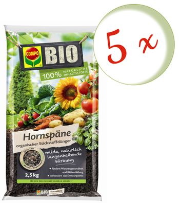 5 x COMPO BIO Hornspäne, 2,5 kg