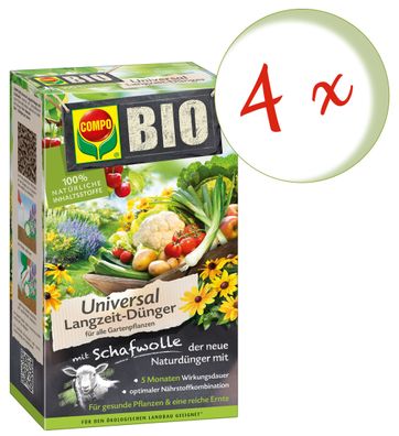 4 x COMPO BIO Universal Langzeit-Dünger mit Schafwolle, 2 kg