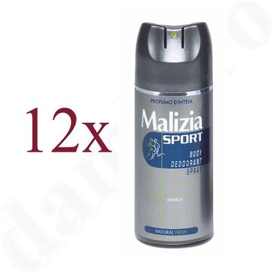 Malizia unisex SPORT ENERGY Parfum Deodorant 12x 150 ml