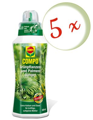 5 x COMPO Grünpflanzen- und Palmendünger, 500 ml