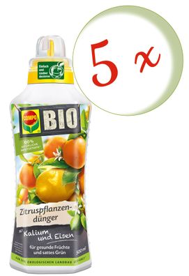 5 x COMPO BIO Zitruspflanzendünger, 500 ml