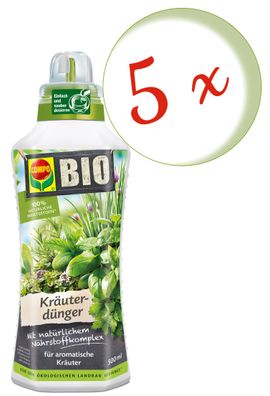 5 x COMPO BIO Kräuterdünger, 500 ml