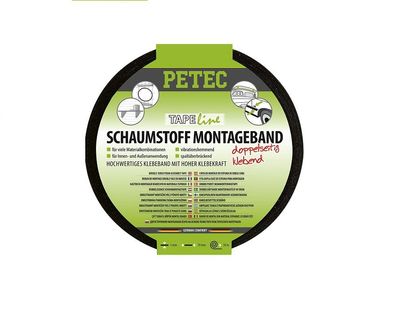 Petec Schaumstoff-Montageband doppelseitig klebend 19 mm x 10 m