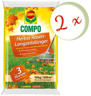 2 x COMPO Herbst Rasen-Langzeitdünger, 10 kg