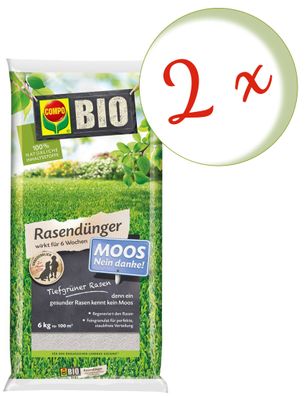 2 x COMPO BIO Rasendünger Moos-nein danke!, 6 kg