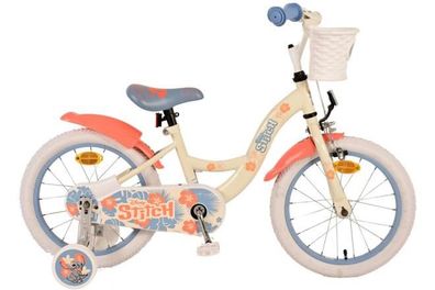 Disney Stitch Kinderfahrrad - Mädchen - 16 Zoll - Creme Koralle Blau