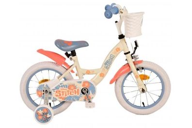 Disney Stitch Kinderfahrrad - Mädchen - 14 Zoll - Creme Koralle Blau