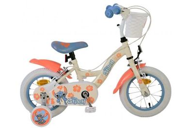 Disney Stitch Kinderfahrrad - Mädchen - 12 Zoll - Zwei Handbremsen - Creme Koralle Bl