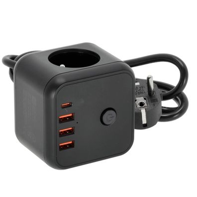 Verlängerungssteckdosenleiste CUBE Schwarz 3Fach Steckdosenleiste USB 1,5 m