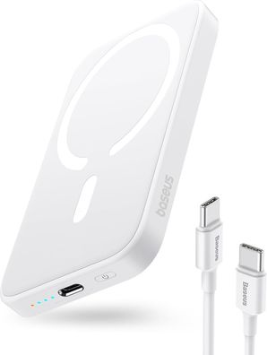 Baseus Magsafe Power Bank, 6000 mAh, MagSafe kompatible, Schnelllade, Weiß