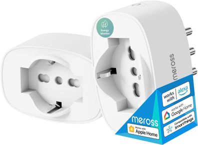 Meross Italienische WLAN-Steckdose, Smart Steckdose mit Energieüberwachung