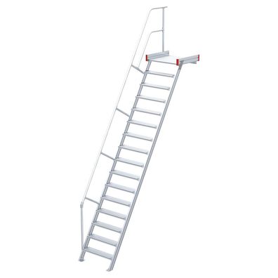 Euroline 511 Podesttreppe 60EUR 600mm Stufenbreite 16 Stufen Alu gerieft